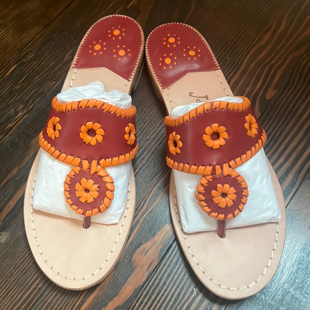 NIB Garnet/Orange Jack Rogers Spirit Flat Sandal